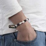 Softones 4PCS Cross Beads Bracelet for Men Women 8mm Healing Lava Stone Stretch Bracelets,7.5" - Image 4